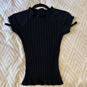 Helmut Lang NWOT Black Ribbed Short Sleeve Top